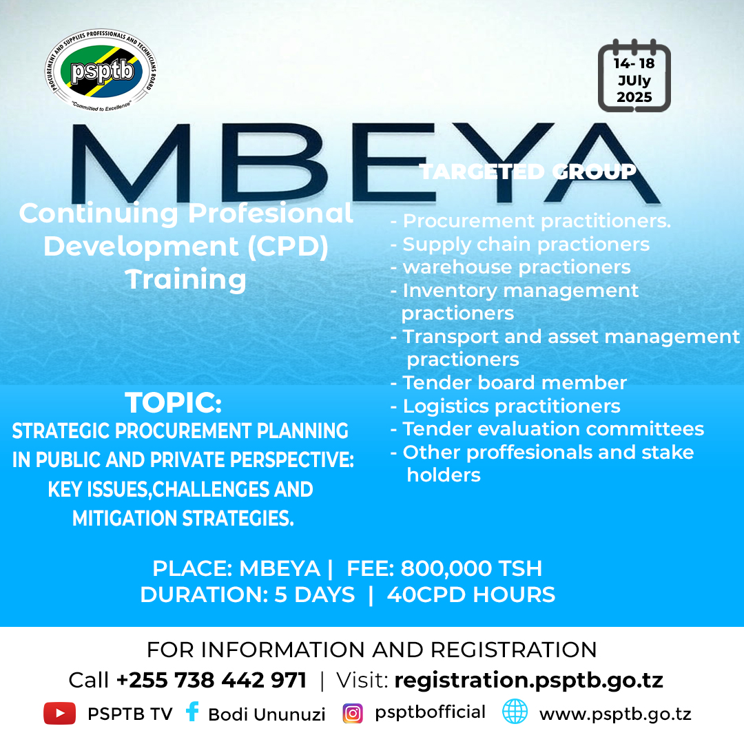 FIVE DAYS WORKSHOP ON STRATEGIC PROCUREMENT PLANNING IN PUBLIC AND PRIVATE PERSPECTIVE