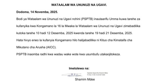 KUBADILI TAREHE YA KONGAMANO